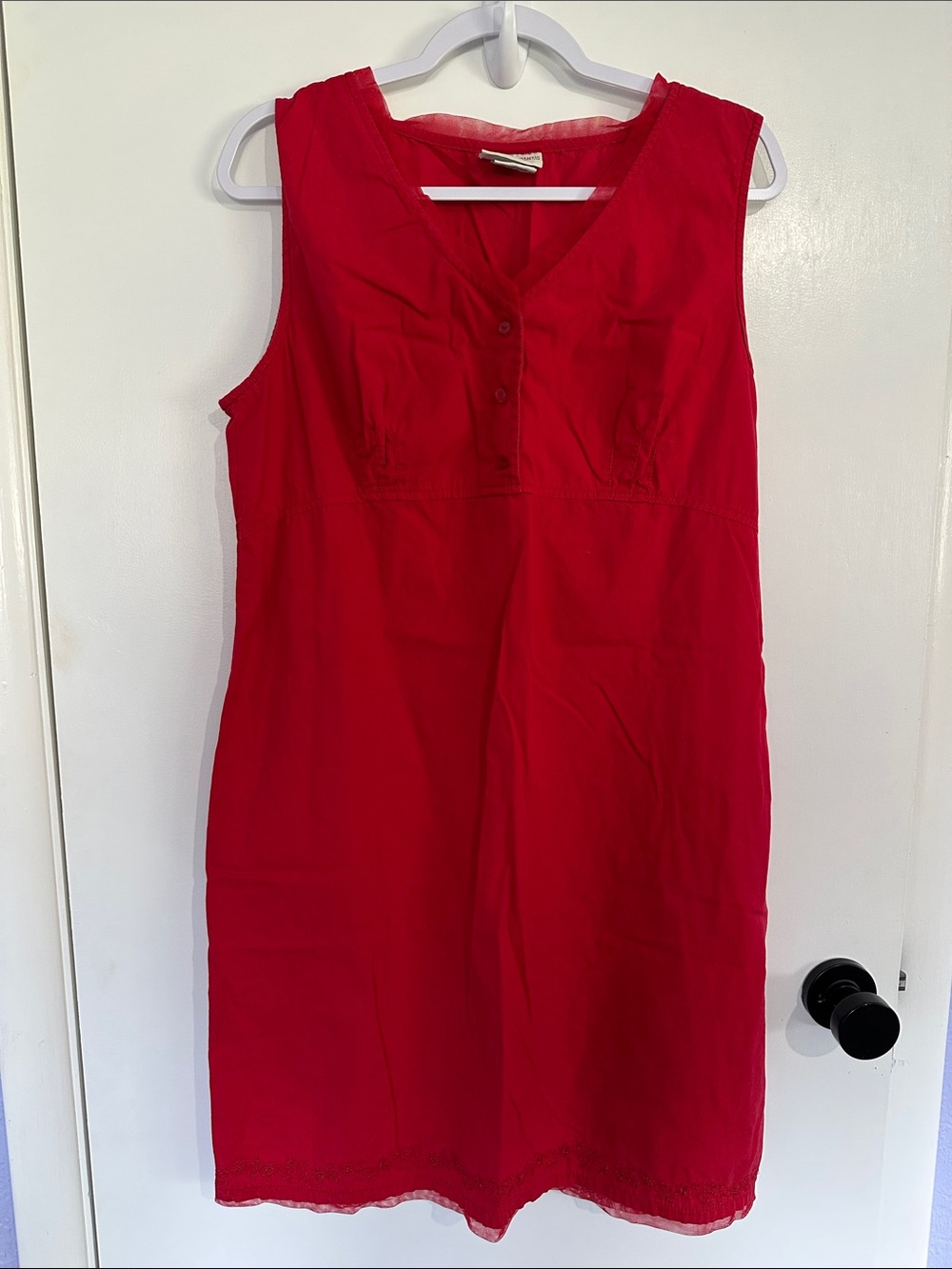 Faded Glory Red V-Neck Dress Size 16 100% Cotton.